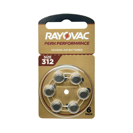 Bateria 6 Pilas Auditivas Tamaño 312 Rayovac Peak Performance 1 Blister
