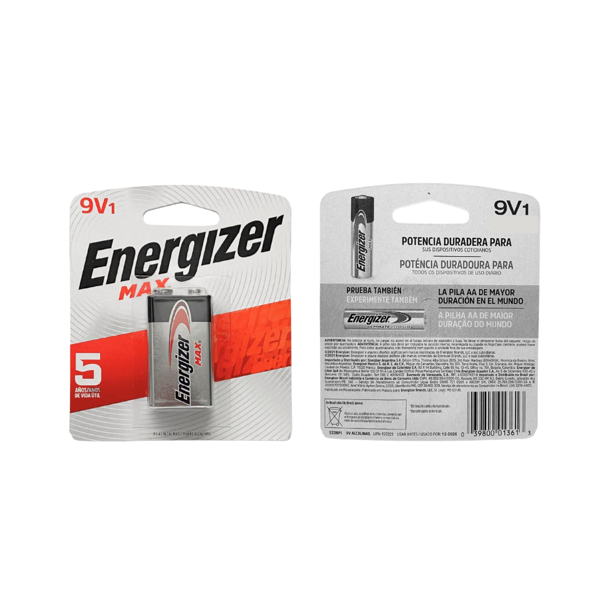 Pila Bateria Energizer Max Cuadrada 9V1 - Alcalina