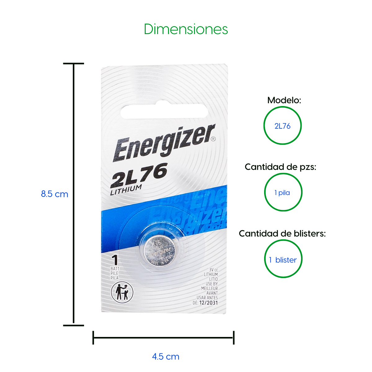 1 Pila 2l76 Bateria De Litio Energizer Boton