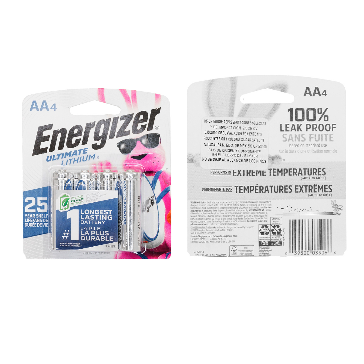 4 Pilas AA Bateria de Litio Energizer Doble A