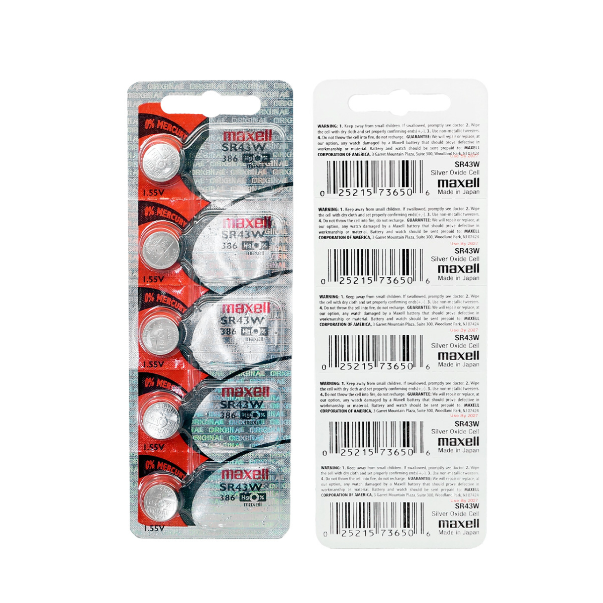 Bateria 5 Pilas Para Reloj 386 Maxell Sr43w 1 Blister Boton
