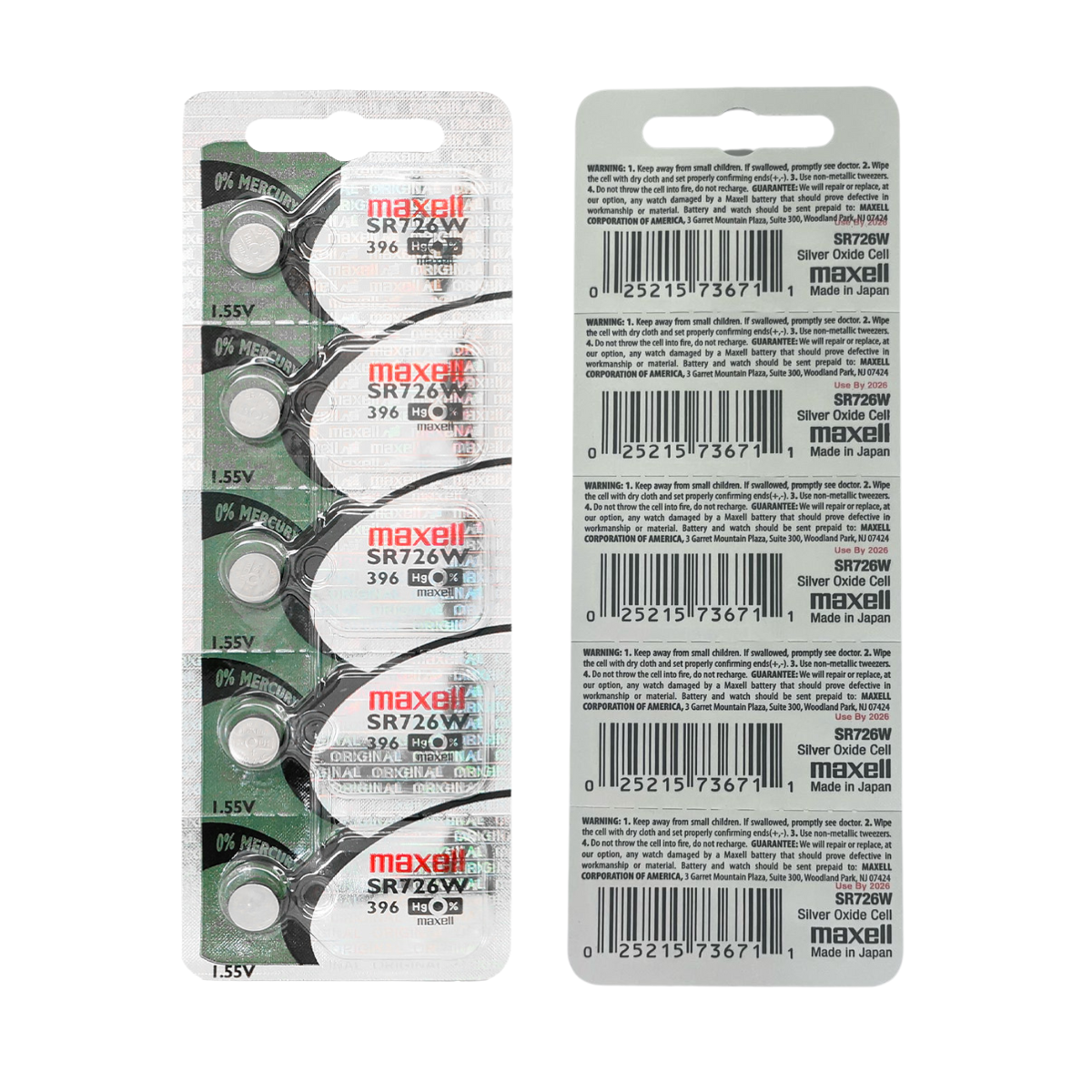 Bateria 5 Pilas para reloj 396 (SR726W) 1 Blister Pila de Boton