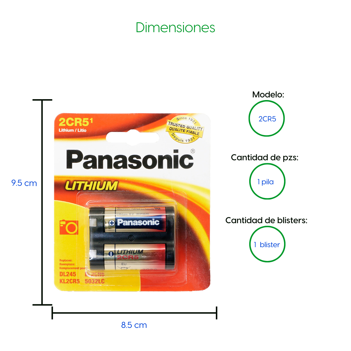 Bateria 1 Pila De Litio 2CR Panasonic Para Camara
