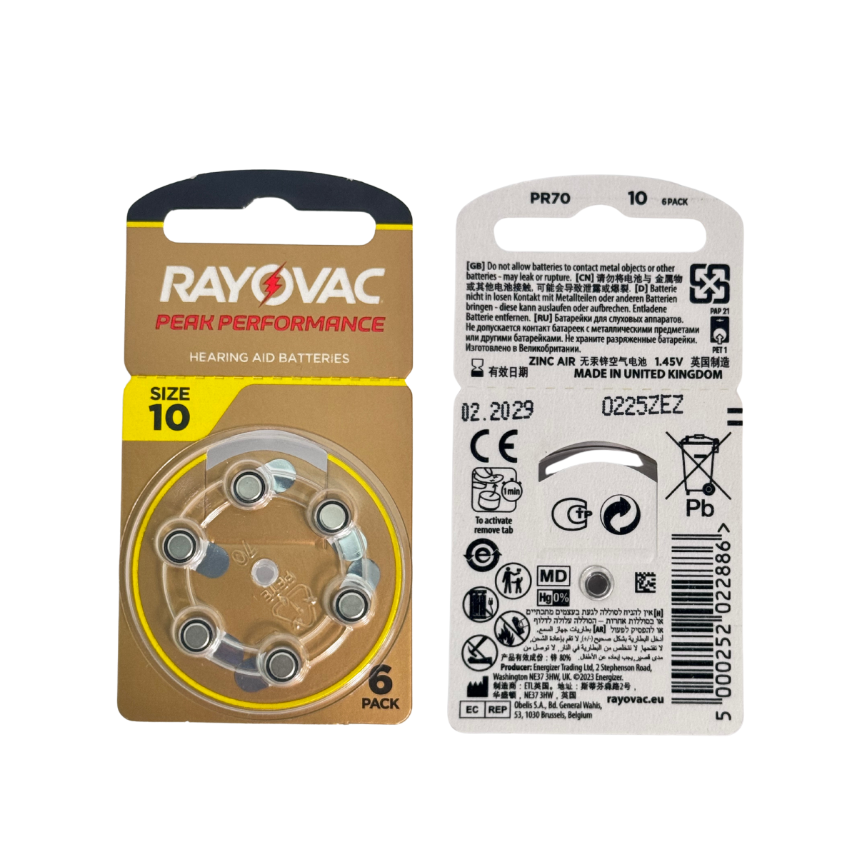 Bateria 6 Pilas Auditivas 010 Rayovac Peak Performance