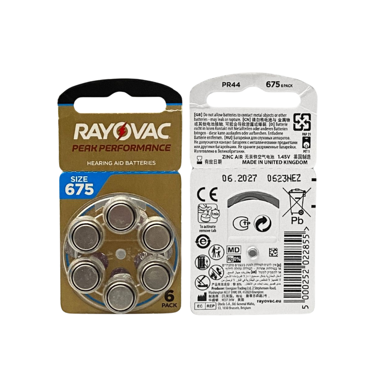 Bateria Pila 675 Auxiliar Auditivo Peak Performance (pqt 60 pilas)