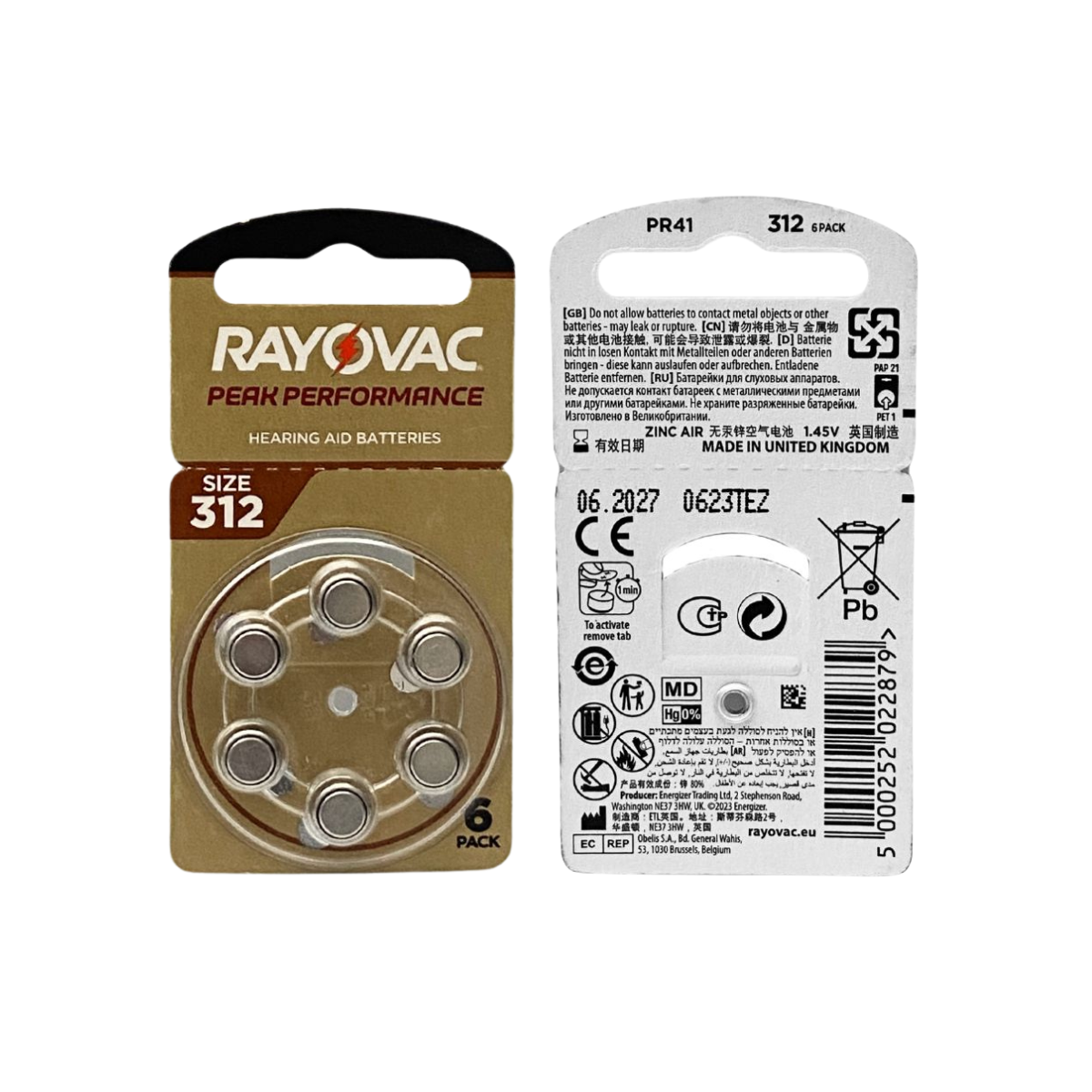 Pila 312 Auxiliar Auditivo Peak Performance (pqt 120 pilas)