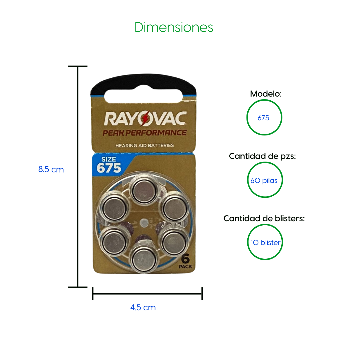 Bateria Pila 675 Auxiliar Auditivo Peak Performance (pqt 60 pilas)