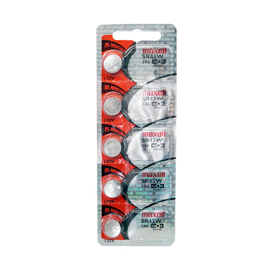 Bateria 5 Pilas Para Reloj 386 Maxell Sr43w 1 Blister Boton