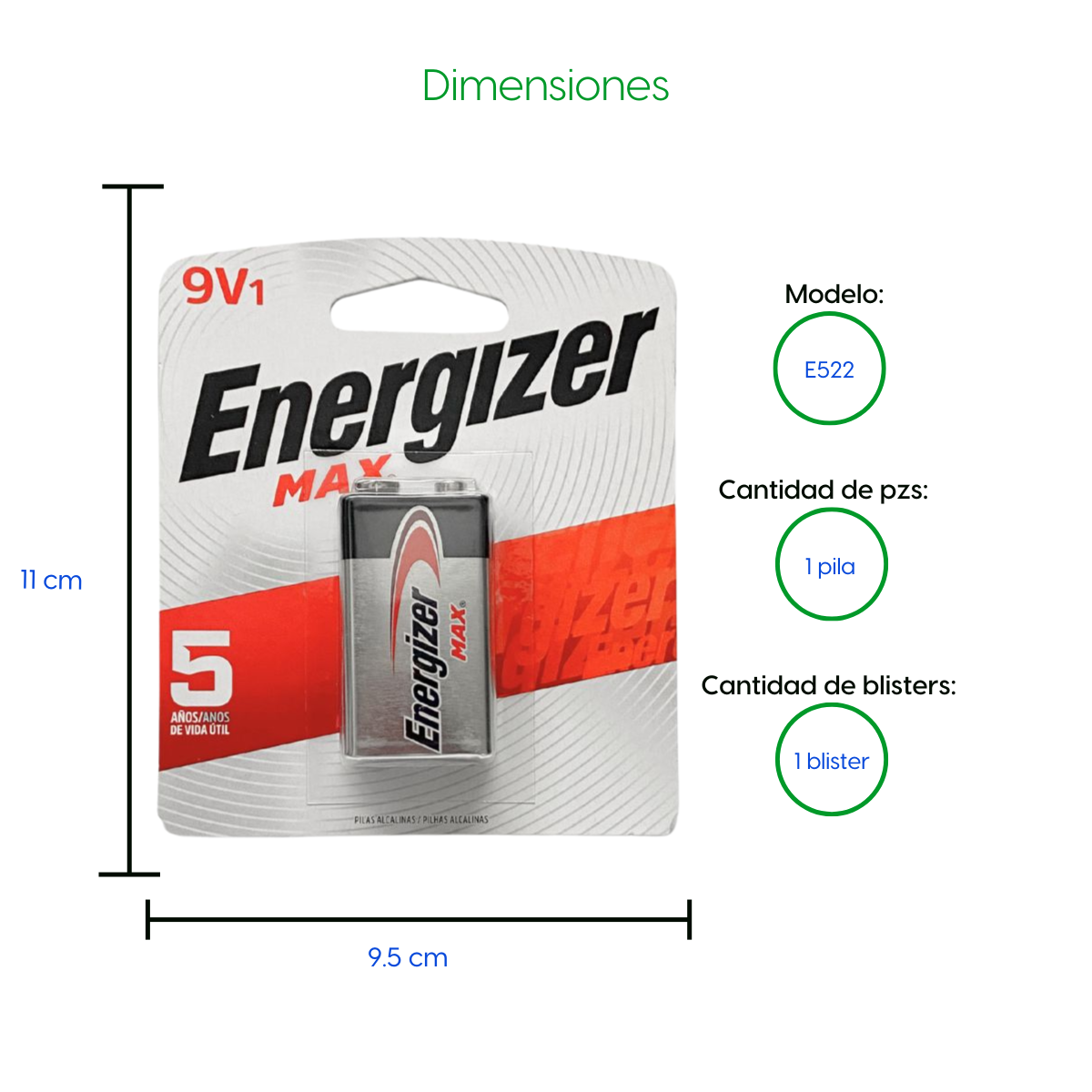 Pila Bateria Energizer Max Cuadrada 9V1 - Alcalina