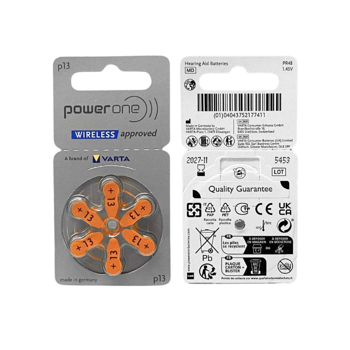 Bateria 18 Pilas 013 Power One para Auxiliar Auditivo 3 blister